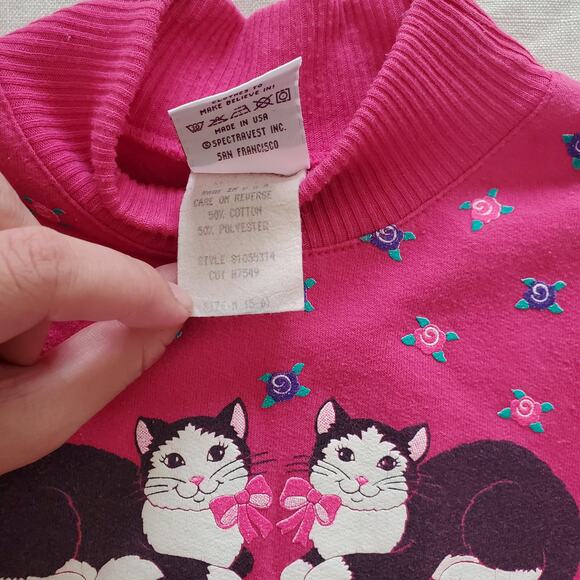 Vintage Spumoni Cats Pink Long Sleeve/Sweater 5t/6 - Picture 4 of 6
